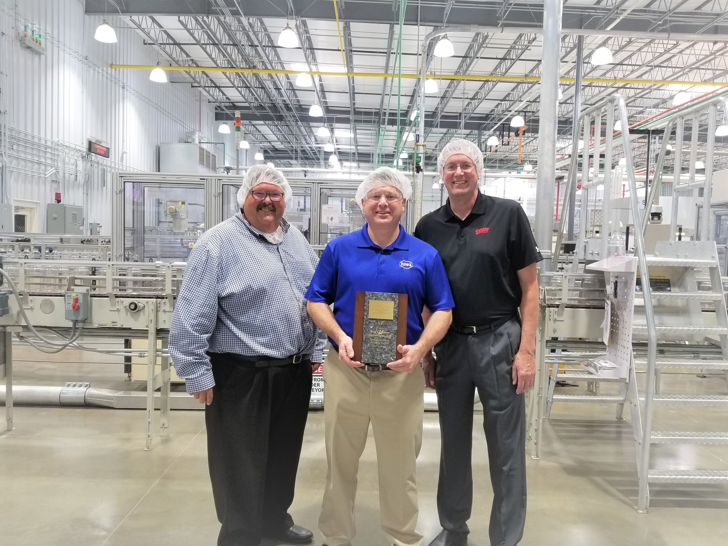 Bill Hacker, Hormel corporate buyer, Ray Lovelace, Ring Little Rock plant manager, Roger Vos, Skippy Plant Manager